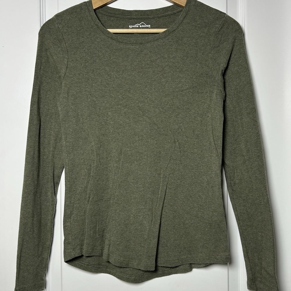 Eddie Bauer Cotton Blend Green Long Sleeve T-Shirt Granola Girl Gorpcore Style